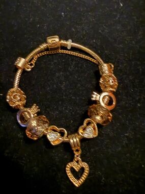 Gold Heart Charm Bracelet - Women Jewelry